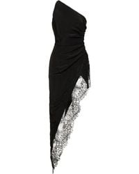 David Koma - Asymmetric Taffeta & Lace Midi Dress - Lyst