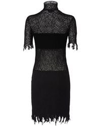 McQueen - Mujer Vestido Corto De Algodón Y Seda Con Encaje - Lyst