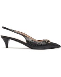 Gucci - 45mm Horsebit Leather Slingback Pumps - Lyst