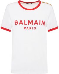 Balmain - T-shirt Aus Baumwolljersey Mit Logodruck - Lyst