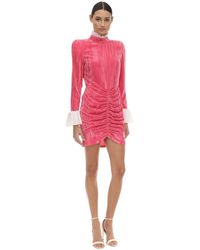 ROTATE BIRGER CHRISTENSEN Vestido De Terciopelo Con Volantes - Rosa