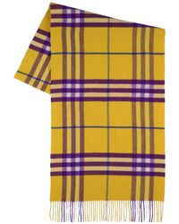 Burberry - Giant Check Printed Cashmere Scarf - Lyst