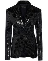 Tom Ford - Lvr Exclusive Croc Emboss Leather Blazer - Lyst