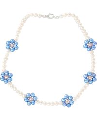 Hatton Labs Collar De Cadena De Perlas Azules - Multicolor