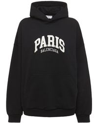 Balenciaga - Embroidered Wide Cotton Hoodie - Lyst