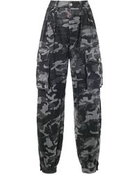 DSquared² - Camouflage Printed Wide Leg Cargo Pants - Lyst
