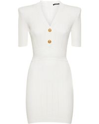 Balmain - Viscose Blend Knit Mini Dress - Lyst
