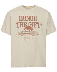 Honor The Gift Bedrucktes T-shirt Aus Baumwolle - Natur