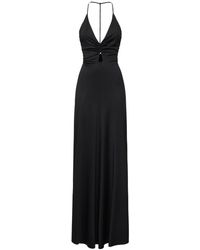 Victoria Beckham - Mujer Vestido Lencero Largo Con Cuello En V - Lyst