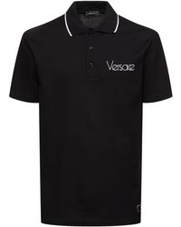 Versace - Logo Cotton Piquet Polo - Lyst