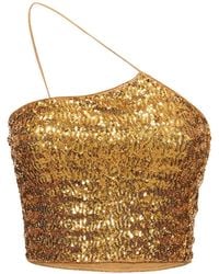 Oséree - Sequined One-Strap Crop Top - Lyst