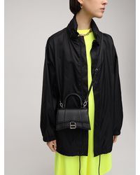 Balenciaga Leather Hourglass Xs Top Handle Bag In Metallic Calfskin - Lyst