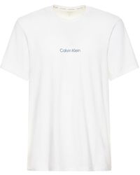 Calvin Klein T-shirt Aus Baumwollmischung Mit Logo - Weiß