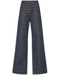 Etro - Jeans larghi vita alta in denim stampati - Lyst