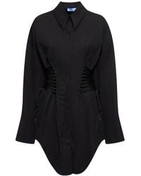 Mugler - Robe-chemise courte en popeline de coton - Lyst