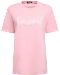 Versace - T-shirt Aus Baumwolljersey Mit Logo "barocco" - Lyst