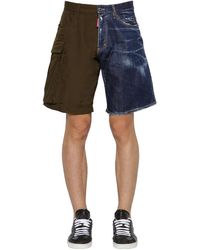 DSquared² Rip Stop Cotton & Denim Boxer Shorts - Blue