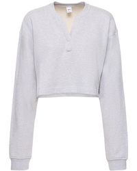 Reebok - Classic Cotton V-Neck Crop Sweatshirt - Lyst