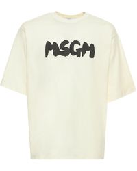 MSGM - T-shirt en jersey de coton à imprimé logo - Lyst