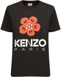 KENZO - Printed Logo Loose Cotton Jersey T-Shirt - Lyst