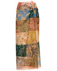 Zimmermann - Printed Cotton Pareo Skirt - Lyst