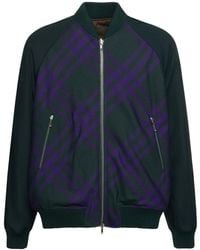 Burberry - Check Wool Blend Bomber Jacket - Lyst
