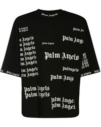 Palm Angels T-shirt Aus Baumwolljersey Mit Logodruck - Schwarz