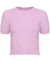 Maison Margiela - Angora Blend Knit Cropped Sweater - Lyst