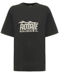 ROTATE BIRGER CHRISTENSEN - Enzyme Cotton T-Shirt W/ Logo - Lyst