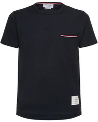 Thom Browne - T-shirt Aus Baumwolle Mit Streifen - Lyst