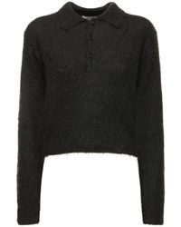 AURALEE - Brushed Mohair & Wool Knit Polo - Lyst