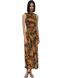 Atlein Floral Print Jersey Midi Dress - Mehrfarbig