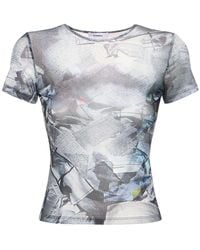 Miaou - Printed Stretch Tech Crop T-shirt - Lyst