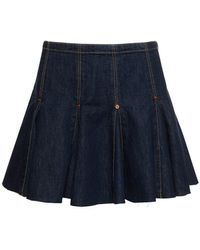 RE/DONE - Pleated Denim Cotton Blend Mini Skirt - Lyst