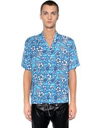 DSquared² Camisa bowling de viscosa estampada - Azul