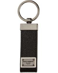 Dolce & Gabbana - Logo Plaque Leather Key Ring - Lyst