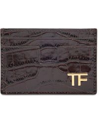 Tom Ford - Shiny Croc Embossed Leather Card Holder - Lyst