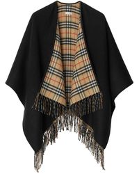 Burberry - Capa de lana reversible con un lado de cuadros - Lyst