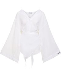 The Attico - Robe chemise courte en mousseline - Lyst