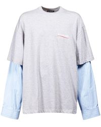 Balenciaga - T-shirt Aus Baumwolle Mit Logo Und Ärmeln - Lyst