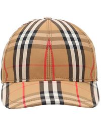 Burberry Baseballkappe Aus Baumwolle Mit Karodruck - Braun