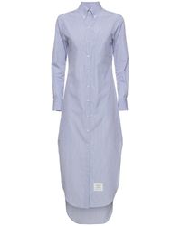 Thom Browne - Vestido camisero largo de popelina de algodón - Lyst