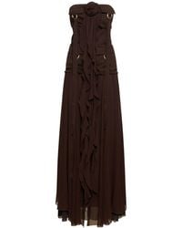 Blumarine - Lvr exclusive vestido largo de georgette de seda - Lyst