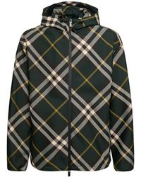 Burberry - Check Print Hooded Nylon Jacket - Lyst