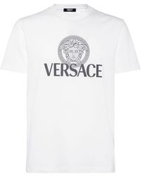 Versace - T-shirt Aus Baumwolljersey Mit Logo "" - Lyst