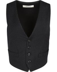 Saint Laurent - Gilet cropped in lana a righe - Lyst