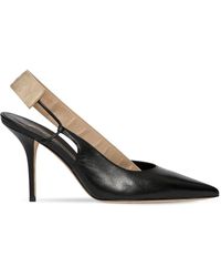 Burberry Logo Detail Lambskin Slingback Court Shoes - Black