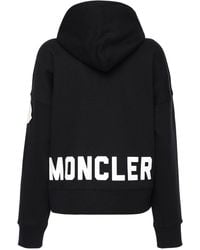 Moncler Logo Print Jersey Sweatshirt Hoodie - Black