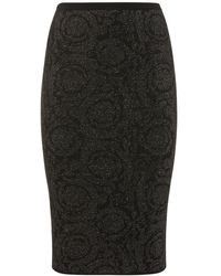 Versace - Barocco Lurex Knit Midi Skirt - Lyst