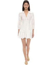 Zimmermann Minikleid Aus Baumwollspitze "corset" - Weiß